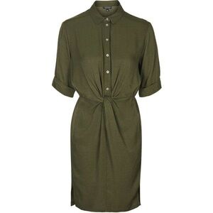 Topshop Twist-front Khaki Shirt Dress